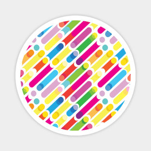 Rainbow Diagonal Lines Pattern Pop Art Magnet